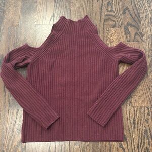 360 Cashmere Women's Burgundy Ribbed Tuetleneck Sweater Size XS